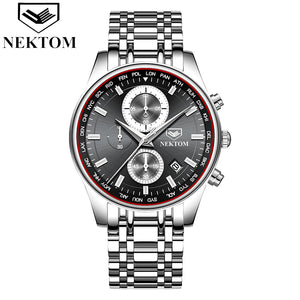 NEKTOM Men Watch Chronograph Sport Watches Top Brand Luxury Waterproof Full Steel Quartz Gold Clock  Relogio Masculino Naviforce