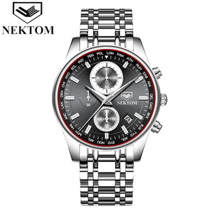 NEKTOM Men Watch Chronograph Sport Watches Top Brand Luxury Waterproof Full Steel Quartz Gold Clock  Relogio Masculino Naviforce