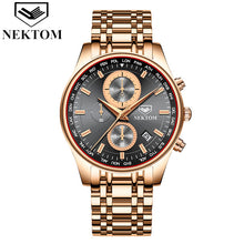 Load image into Gallery viewer, NEKTOM Men Watch Chronograph Sport Watches Top Brand Luxury Waterproof Full Steel Quartz Gold Clock  Relogio Masculino Naviforce