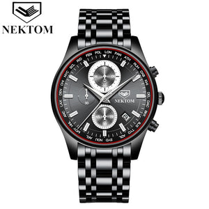 NEKTOM Men Watch Chronograph Sport Watches Top Brand Luxury Waterproof Full Steel Quartz Gold Clock  Relogio Masculino Naviforce