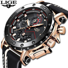 Load image into Gallery viewer, 2019LIGE New Fashion Mens Watches Top Brand Luxury Big Dial Military Quartz Watch Leather Waterproof Sport Chronograph Watch Men