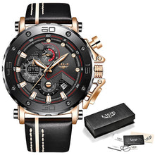 Load image into Gallery viewer, 2019LIGE New Fashion Mens Watches Top Brand Luxury Big Dial Military Quartz Watch Leather Waterproof Sport Chronograph Watch Men